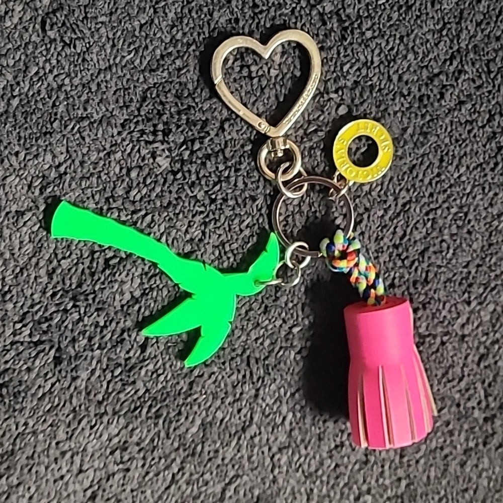 Victoria's Secret keychain pink tassel, heart, yellow VS. Green‎ palm tree